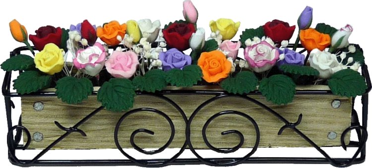 (image for) Assorted Roses in Black Scroll Box Planter