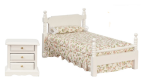 (image for) Twin Bed w/ Linens & Nightstand - White