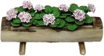 (image for) Pink & White Geraniums in Log Planter