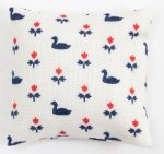 (image for) Throw Pillow - White w/ Navy Ducks