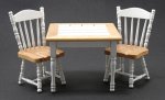 (image for) Oak & White Pedestal Table & 2 Chairs