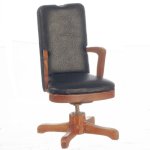 (image for) Faux Brown Leather Swivel Desk Chair - Walnut