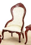 (image for) Victorian Ladys Chair w/ White Upholstery - Mahogany