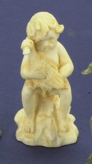 (image for) Boy w/ Duck Ivory Lawn Statue 2pc