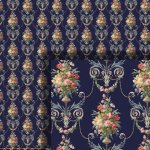 (image for) 1/2in Scale Navy Floral Wallpaper