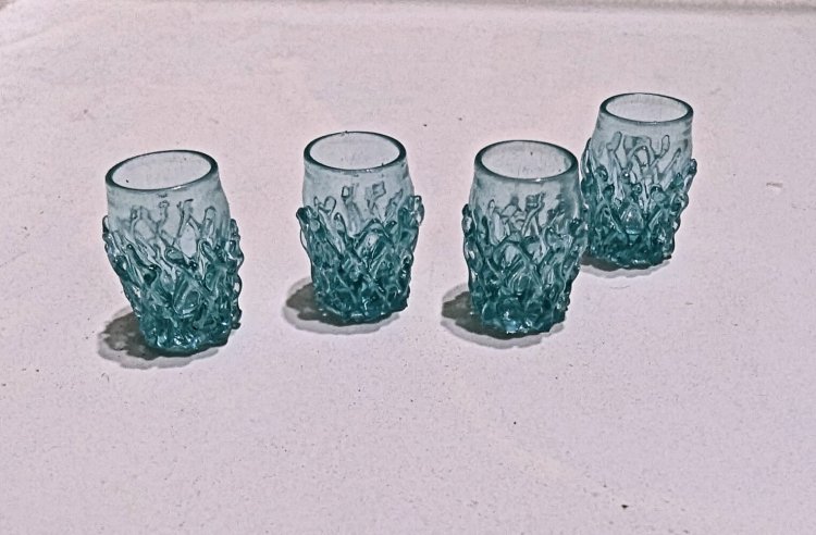 (image for) Cut Glass Tumbler 4pc Blue