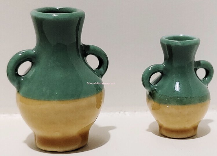 (image for) Ceramic Urns Vases Green 2pc