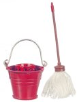 (image for) Red Metal Mop Bucket w/ Handle & Mop