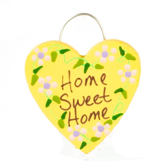 (image for) Home Sweet Home Heart Shaped Sign - Yellow