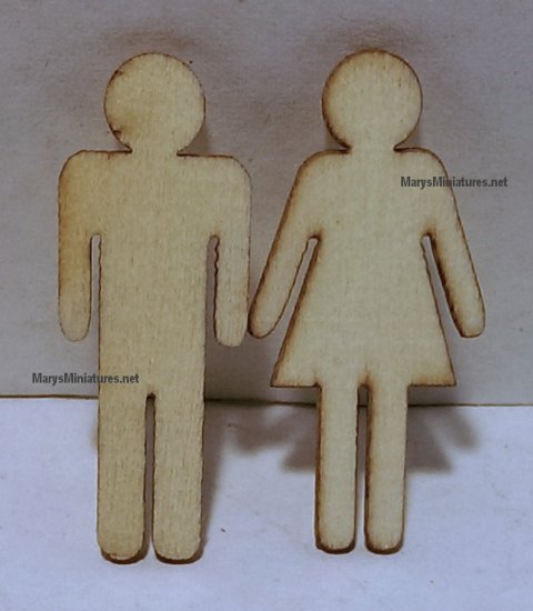 (image for) Pair Wood Veneer Universal Restroom Signs Size 4