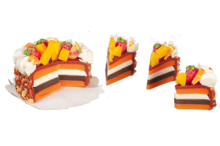 (image for) Fancy Fruit Cake w/ 3 Cut Pieces