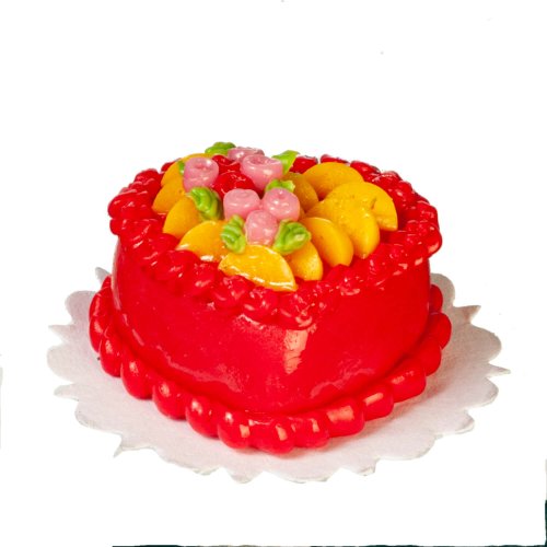 (image for) Fruit Topped Red Heart Cake