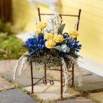 (image for) Iron Chair w/ Blue & Yellow Flowers