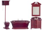 (image for) Old Fashioned Bathroom Set - 4pc - Mahogany