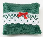 (image for) White w/ Lace & Red Bow Throw Pillow