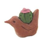 (image for) Cactus in Clay Bird Planter