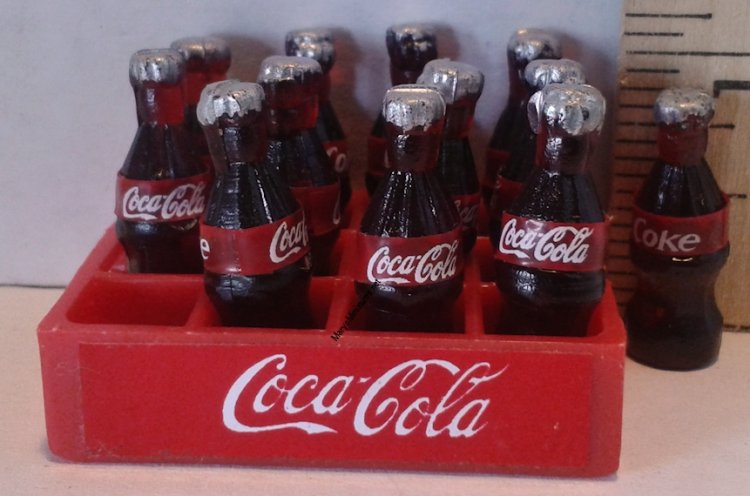 (image for) 12 Miniature Coca Cola Bottles in a Coke Crate