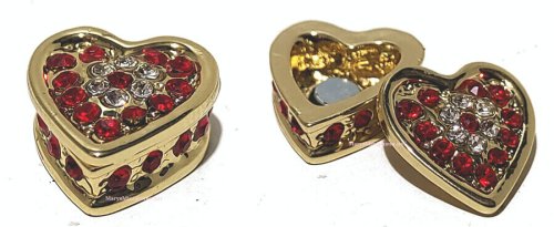 (image for) Jeweled Ruby & White Diamond Heart Jewelry Box