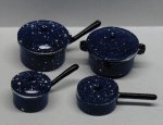 (image for) Blue Spatterware Cookware Set w/ Lids 8pc