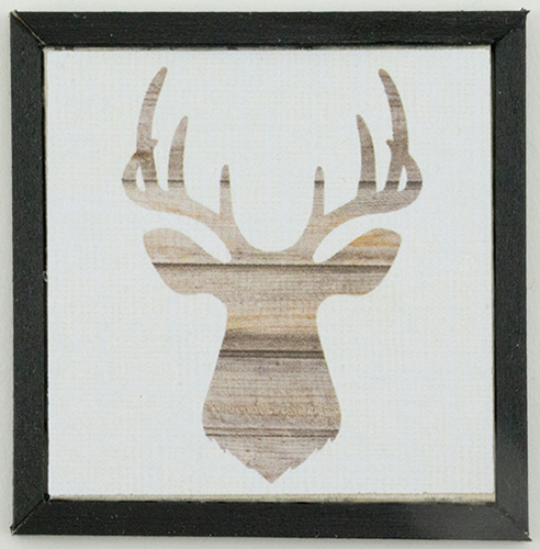 (image for) Wood Grain Buck Framed Deer Picture