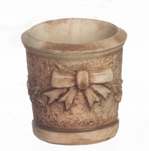 (image for) Resin Planter Pot w/ Bow Gray Ancient 2pc