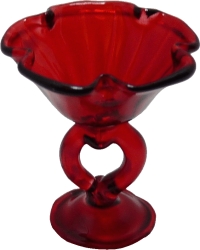 (image for) Glass Red Bowl on Heart Stand