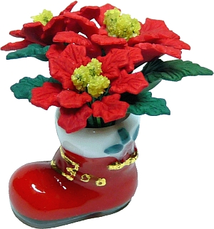 (image for) Red Poinsettias in Santa Boot