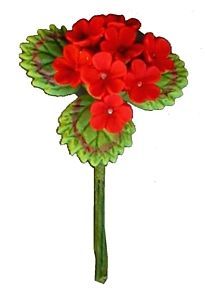 (image for) Single Red Geranium w/ Leaves