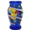 (image for) Blue Fused-Glass Vase with Floral Trim