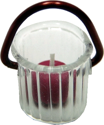 (image for) Glass Hanging Lantern w/ Red Candle - Non-Electric