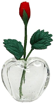 (image for) Red Rosebud in Clear Heart Shaped Vase