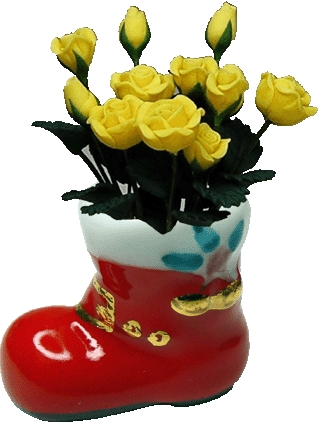 (image for) Yellow Roses in Santa Boot 12pc