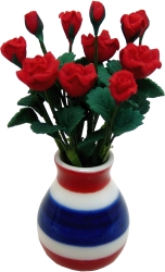 (image for) Red Roses in Red White & Blue Vase 12pc