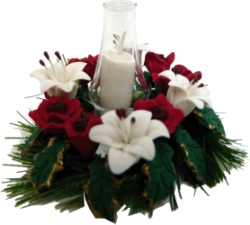 (image for) Floral Candle Arrangement w/ Hurricane Shade