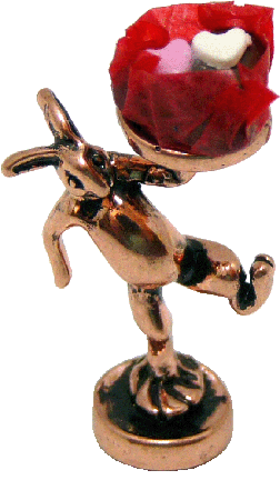 (image for) Rabbit Candlestick Holder with Chocolate Candy Heart Bronze