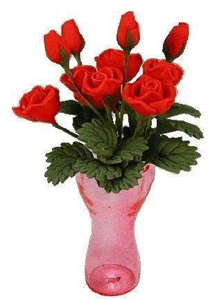 (image for) Red Roses in Pink Ruffled Vase 12pc