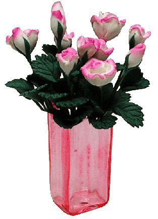 (image for) Pink & White Roses in Pink Sqaure Vase 12pc