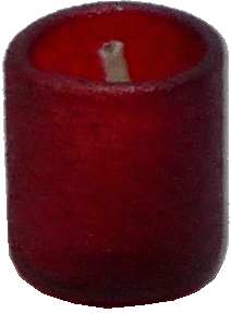 (image for) White Candle in Red Candle Holder