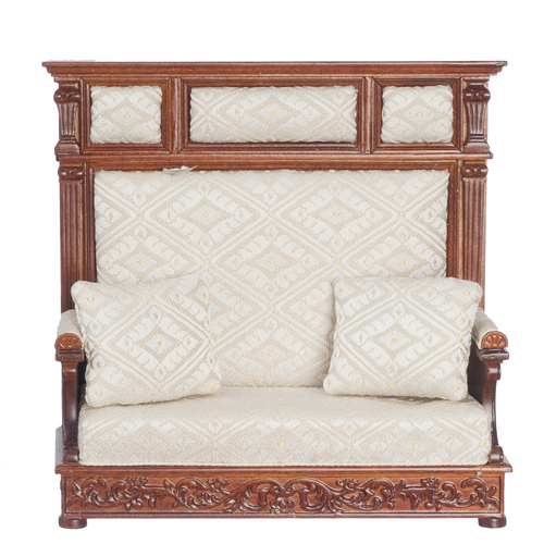 (image for) Tudor Hall Couch - White Upholstered - Walnut