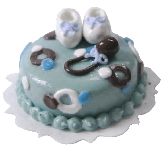 (image for) Blue & Brown Baby Shoes Cake