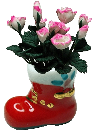 (image for) Pink & White Roses in Santa Boot 12pc