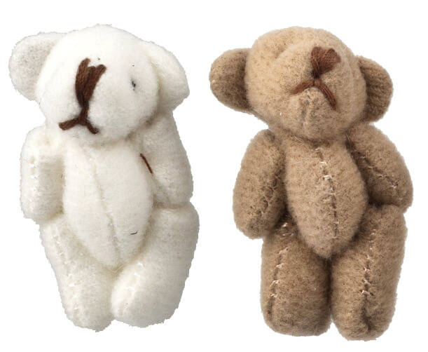 (image for) Stuffed Plush Teddy Bear Set - White & Tan - 2pc