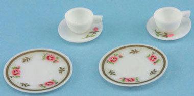 (image for) Decorated Pink Dishes 6pc