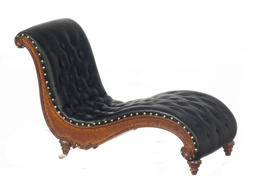 (image for) Art Deco Chaise Lounge Chair Black - Walnut