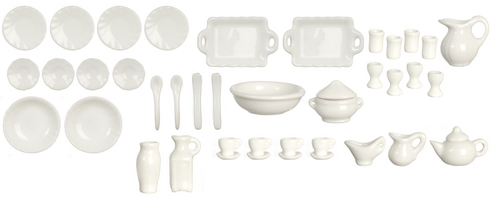 (image for) White Porcelain 42pc Dinner Set