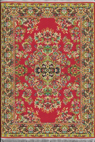 (image for) Large Turkish Rectangular Throw Rug - Red Floral