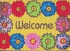 (image for) Woven Welcome Mat - Spring Flowers - Yellow