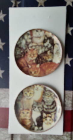 (image for) Decorative Cat Montage Plates 2pc Set