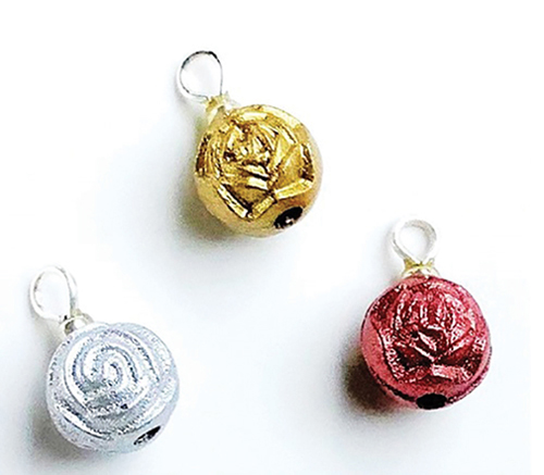 (image for) Burgundy Gold & Silver Rose Ornaments 3pc