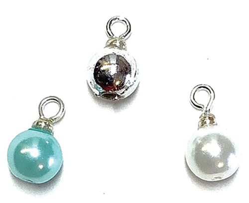 (image for) Aqua Pearl Silver Ball Tree Ornaments 3pc